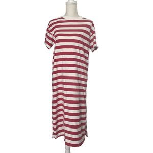 "Vintage" Old Navy Striped T-Shirt Midi Shift Dress Red and White